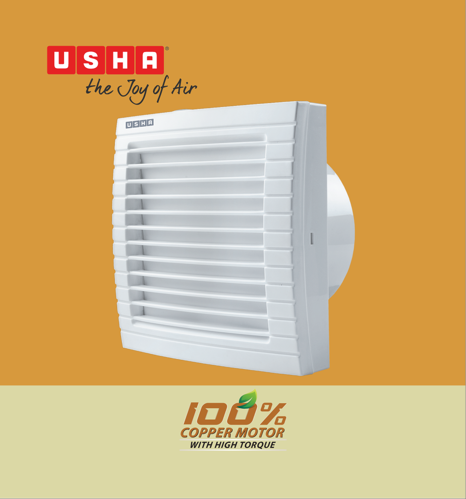 Usha Crisp Air Premia BV Exhaust Fan, 150mm, 1500 RPM, White