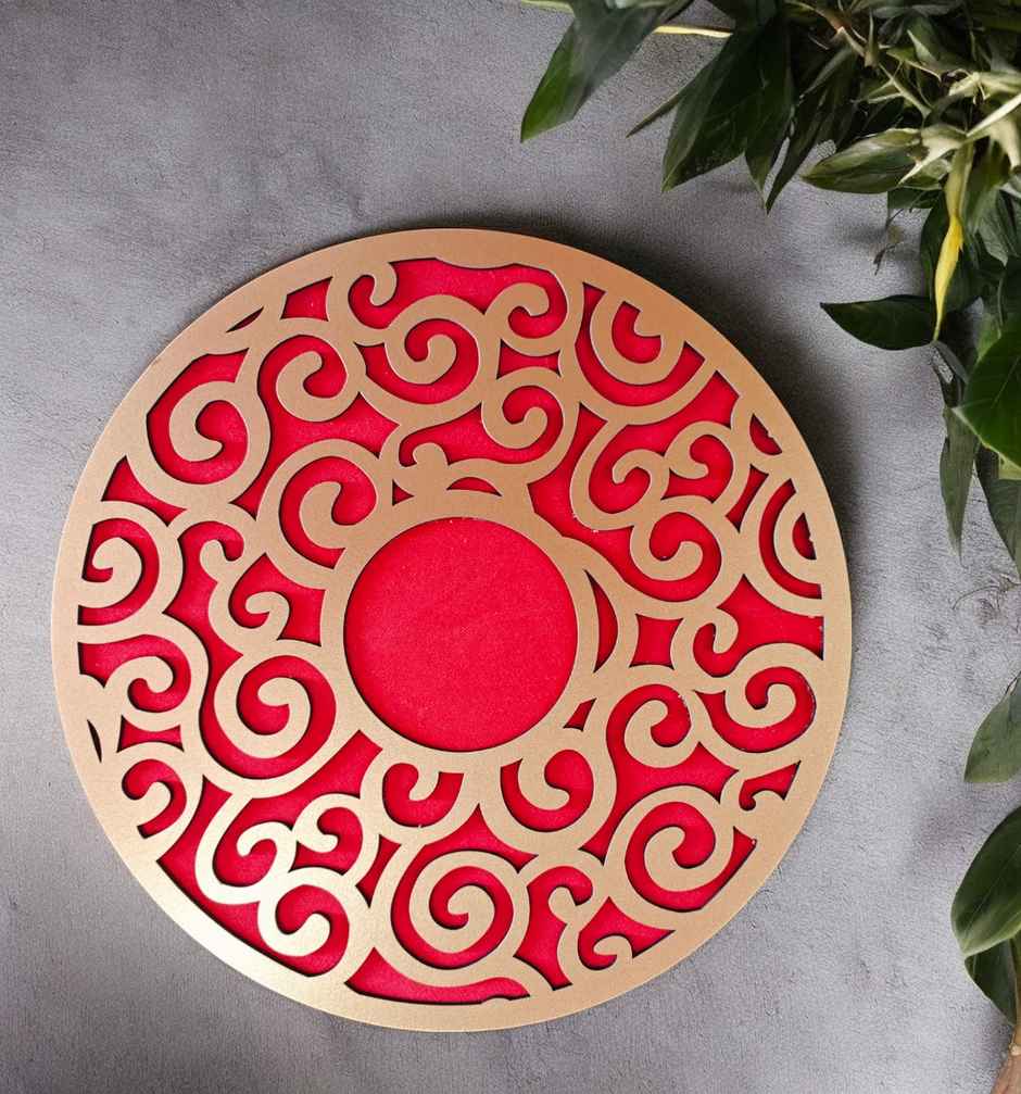 MDF Elephant Rangoli | Red | 15 inch | House Of Festivals