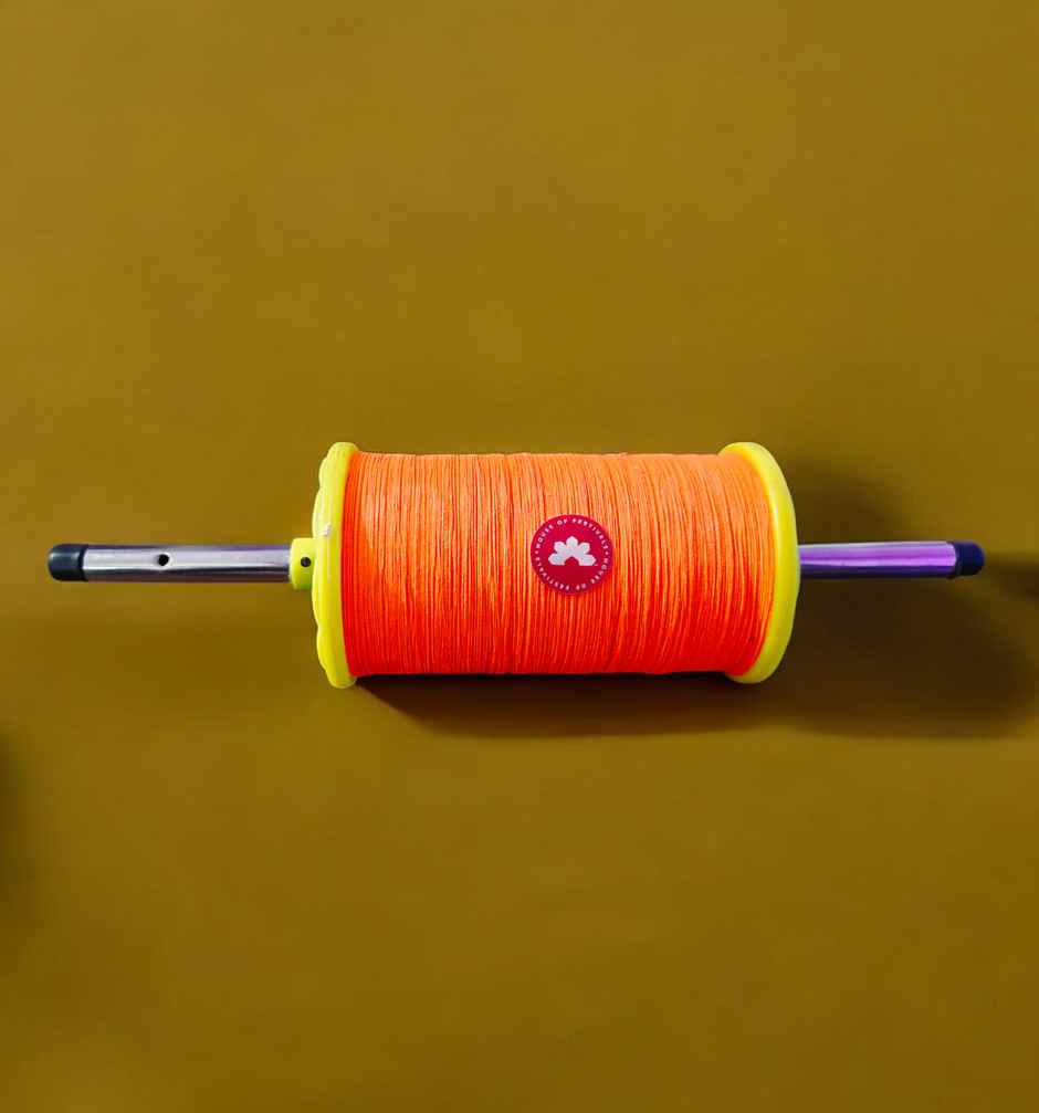Kite Thread | 400 mtr | Plastic Spool / Firki | Orange Thread | House Of Festivals