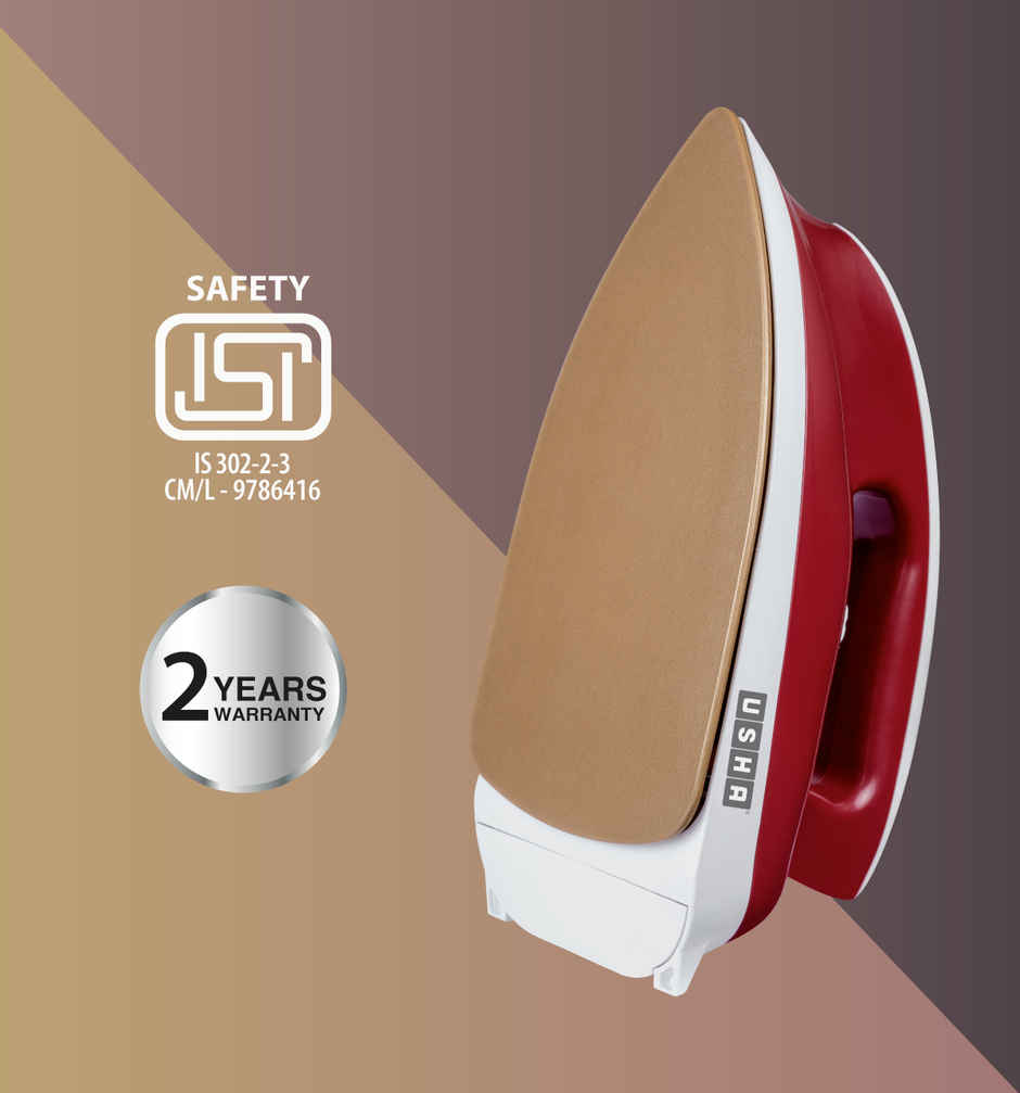 Usha Dry Iron Goliath (1200W, 1.80Kg Heavy Weight , 5 Fabric Settings, Red)