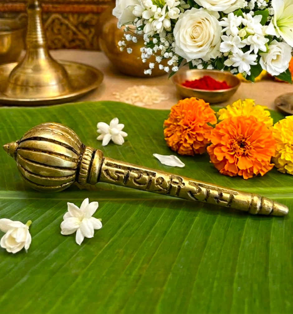 Pure Brass Jai Shri Ram Gada | 3.5 Inch | 70 g | ServDharm