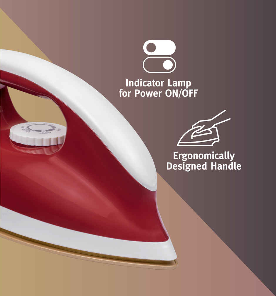 Usha Dry Iron Goliath (1200W, 1.80Kg Heavy Weight , 5 Fabric Settings, Red)