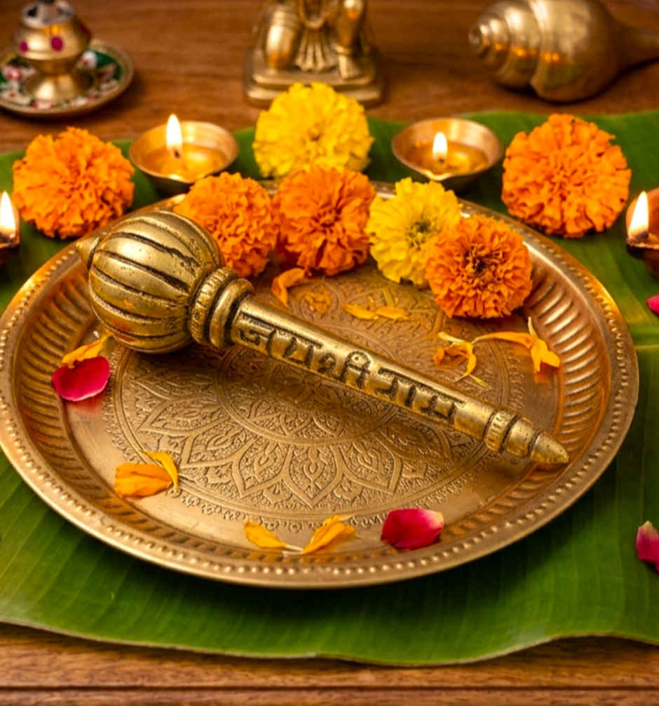 Pure Brass Jai Shri Ram Gada | 3.5 Inch | 70 g | ServDharm