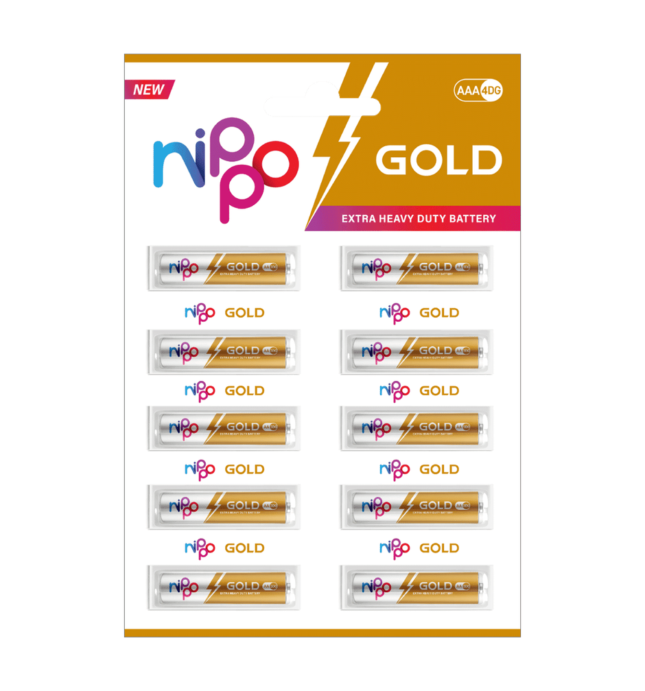 Nippo Gold Carbon Zinc AAA Batteries | Pack of 10