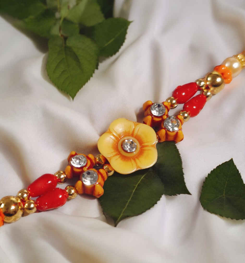 House Of Festivals Flower Design Rakhi With Sparkling Stones - Buy at ...