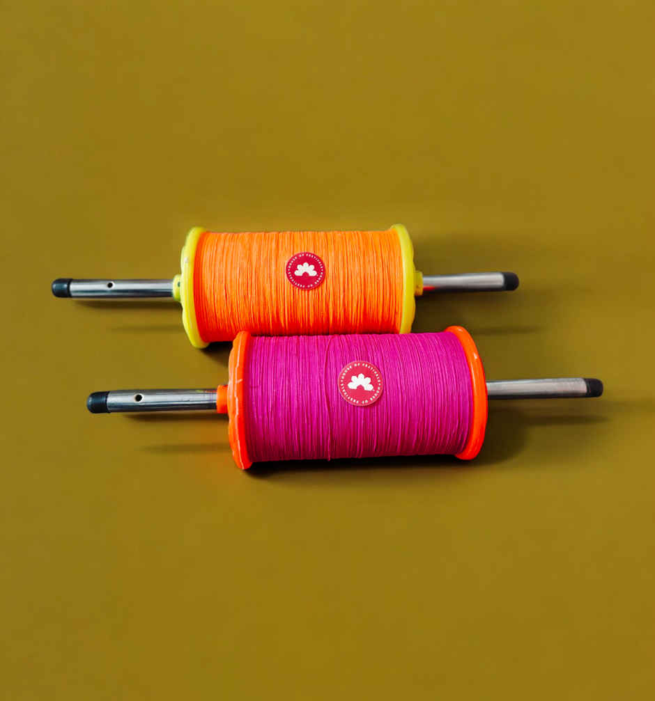 Kite Thread | 400 mtr | Plastic Spool / Firki | Orange Thread | House Of Festivals