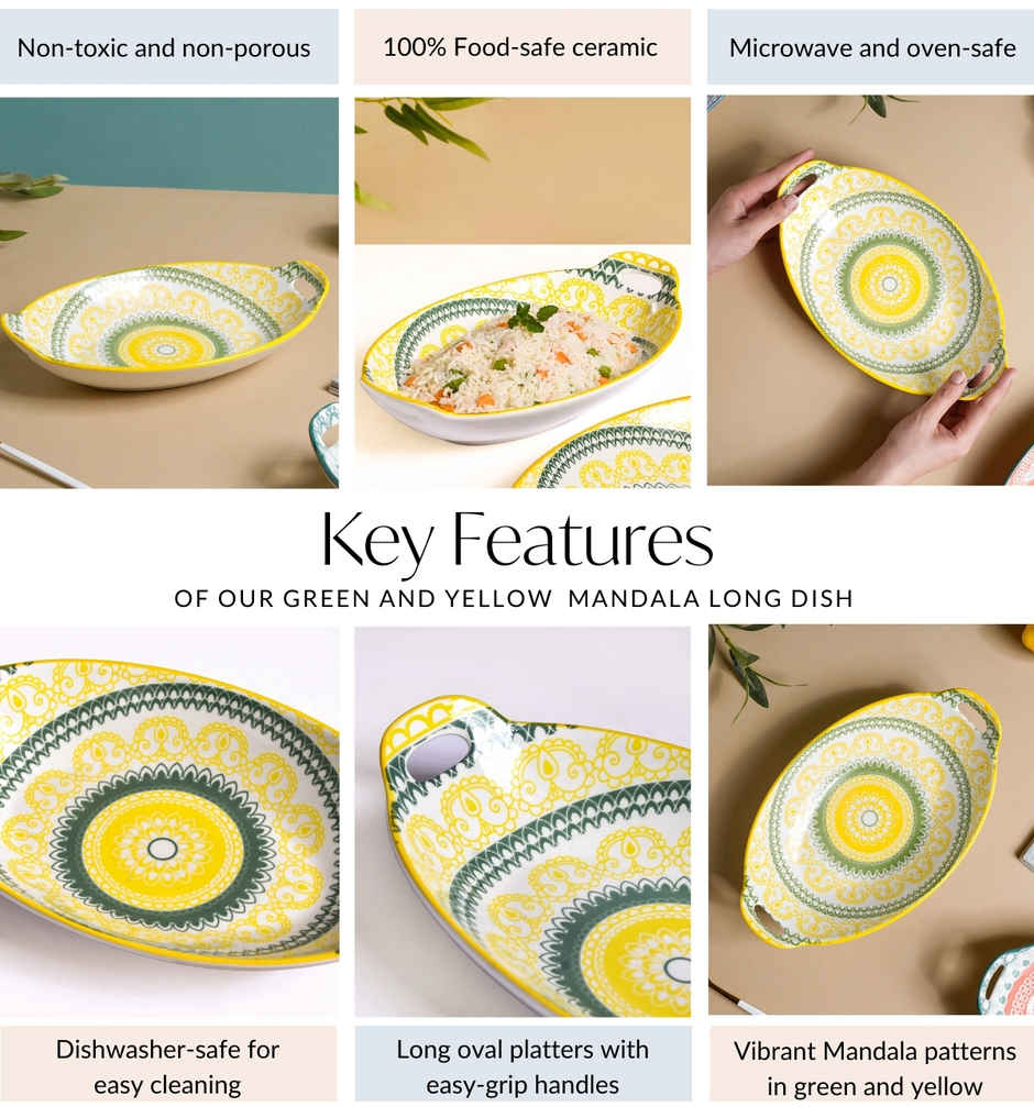 Nestasia Mandala Long Dish - Yellow