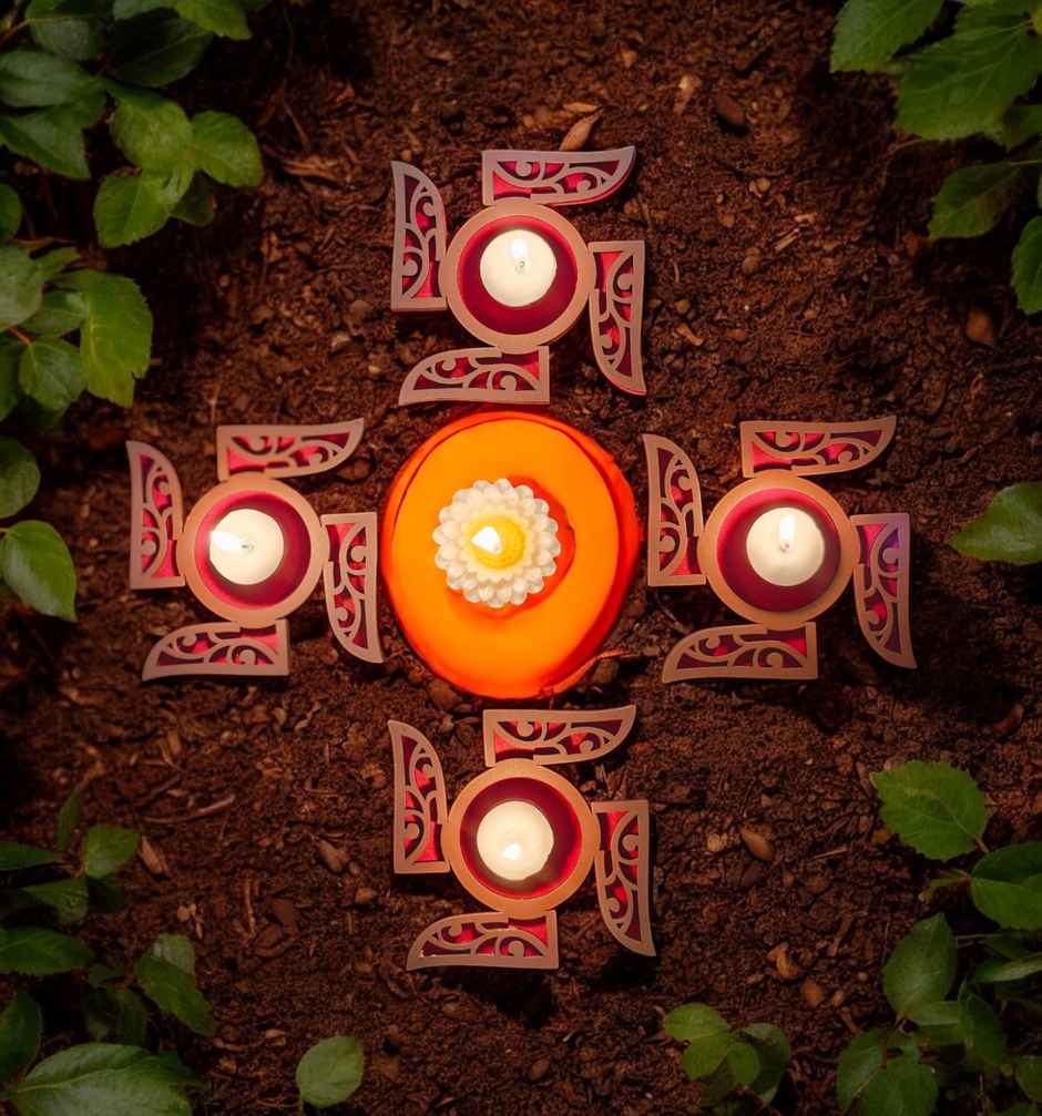 MDF Rangoli | Red | 15 inch | House Of Festivals