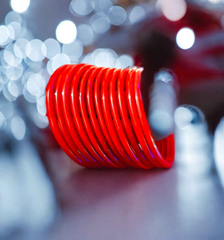 House Of Festivals Red Glass Bangles | Size 2.4 (Pack of 12)