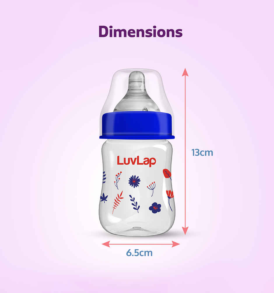 Luvlap Anti Colic Wide Neck Natura Flo Baby Plastic Feeding Bottle | Floral BPA Free | 150 ml