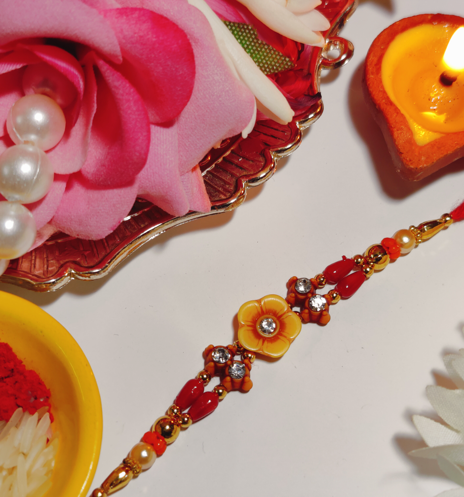House Of Festivals Flower Design Rakhi With Sparkling Stones - Buy at ...