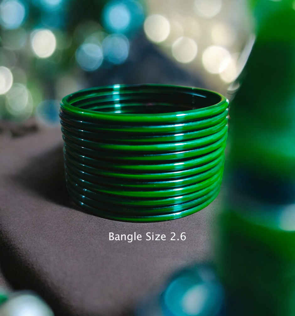 House Of Festivals Green Glass Bangles | Size 2.6 (Pack of 12)