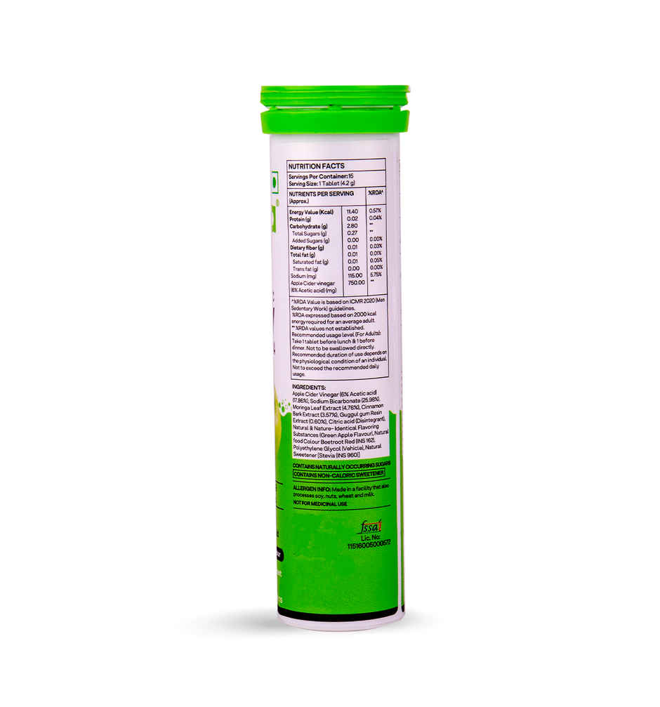 OZiva Apple Cider Vinegar Moringa Effervescent Tablets | Green Apple Combo