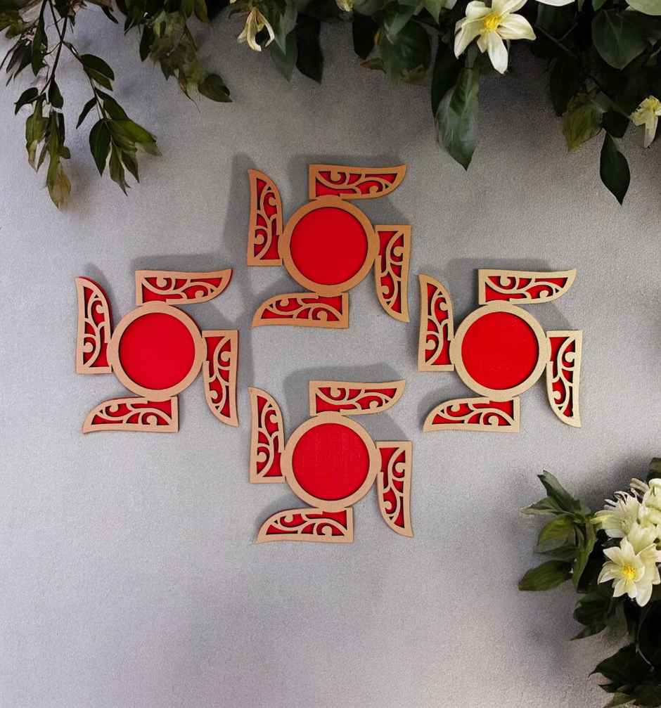 MDF Rangoli | Red | 15 inch | House Of Festivals