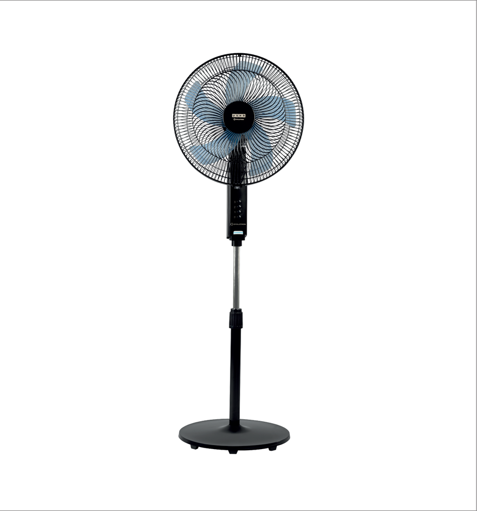 USHA Cyclotron Pedestal Fan,400mm, 1200RPM,5 Blade,Anti - Rust Protection,100% Copper Motor, Black