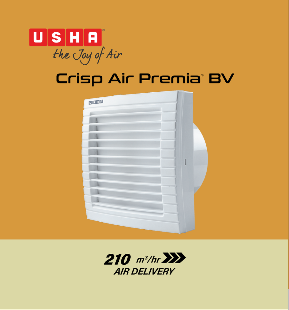 Usha Crisp Air Premia BV Exhaust Fan, 150mm, 1500 RPM, White