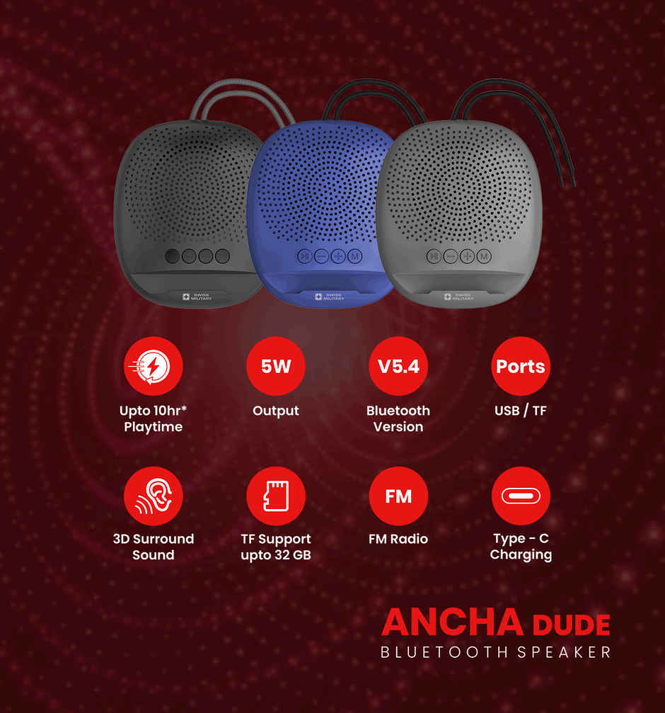 Swiss Military Audio Bluetooth Speaker Ancha Dude Black