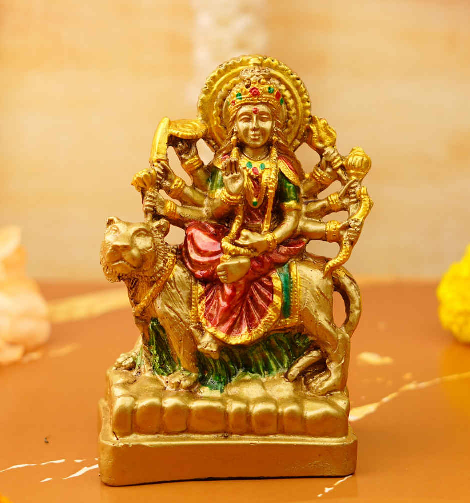 Antique Gold Maa Durga | Resin Idol | ServDharm