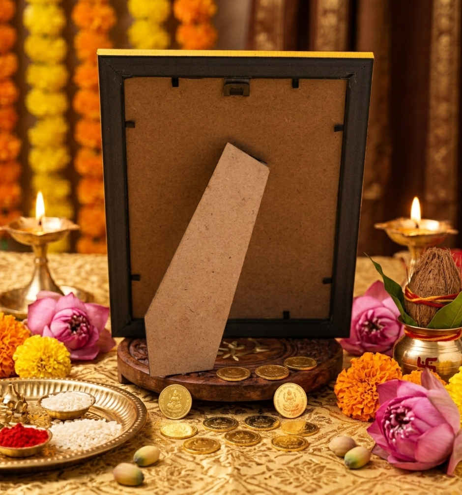 Ganesh Lakshmi Deity Golden Photo Frame | 22 x 17 cm | ServDharm