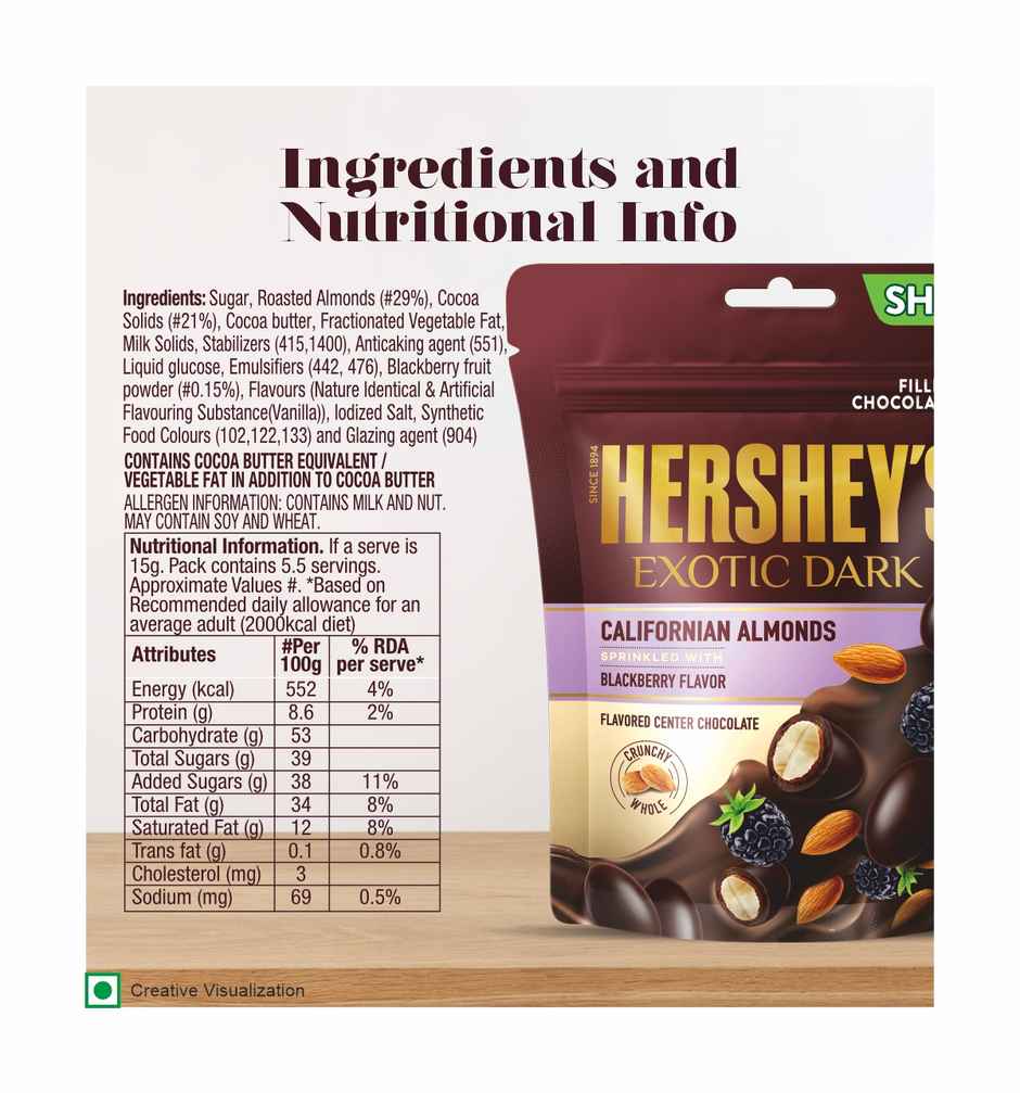 Hershey's Exotic Dark Blackberry Californian Almonds Chocolates Share Bag
