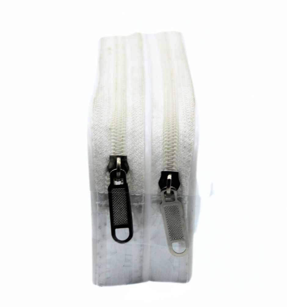 Double Zipper Transparent Stationery/Travel Pouch, Assorted Color, Large Size