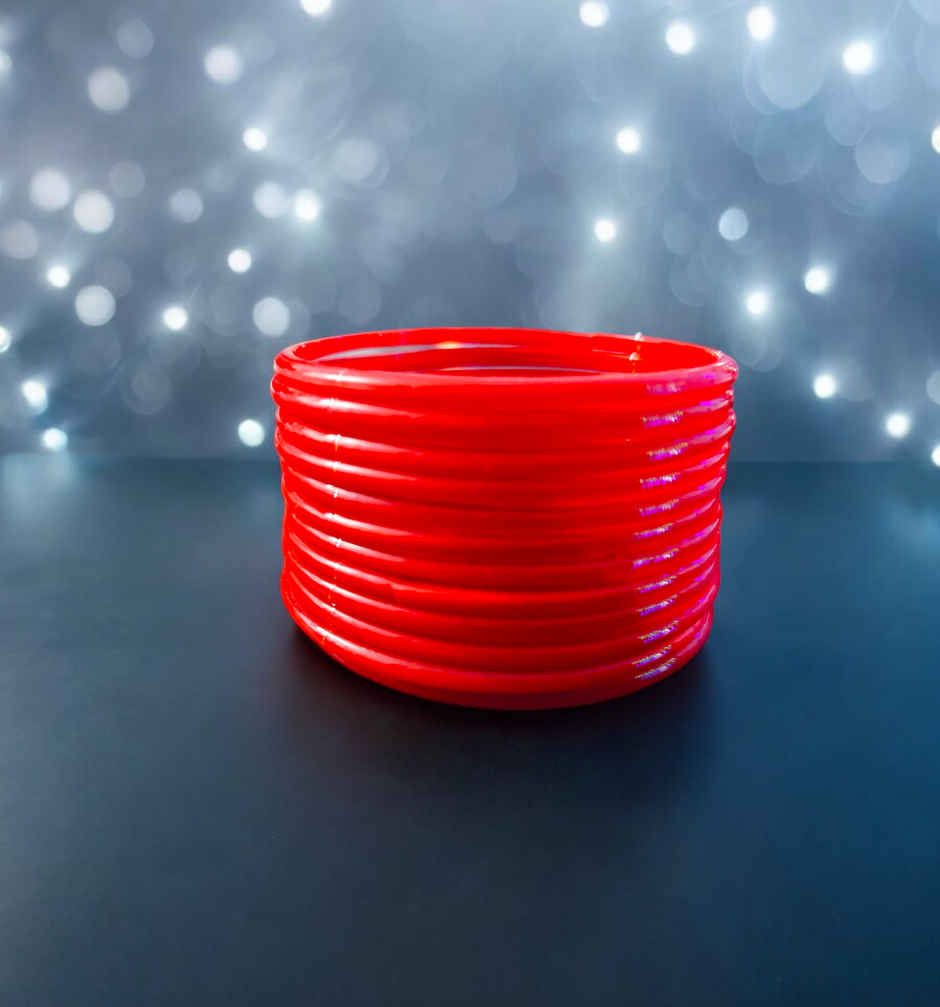 House Of Festivals Red Glass Bangles | Size 2.4 (Pack of 12)