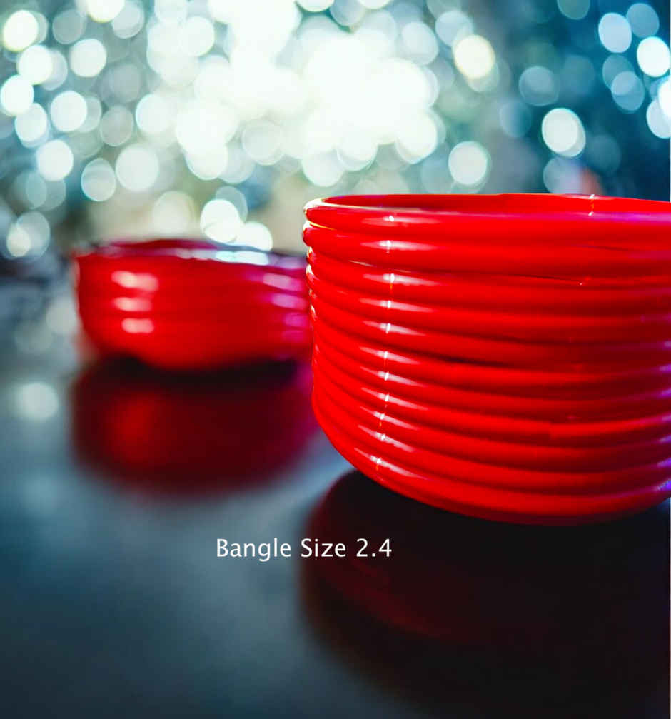 House Of Festivals Red Glass Bangles | Size 2.4 (Pack of 12)