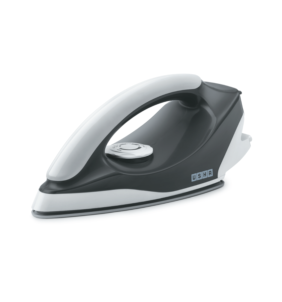 Usha Dry Iron Aurora (1000W, Premium Weilberger Non Stick Coated Soleplate, Led Tail Light, Grey)