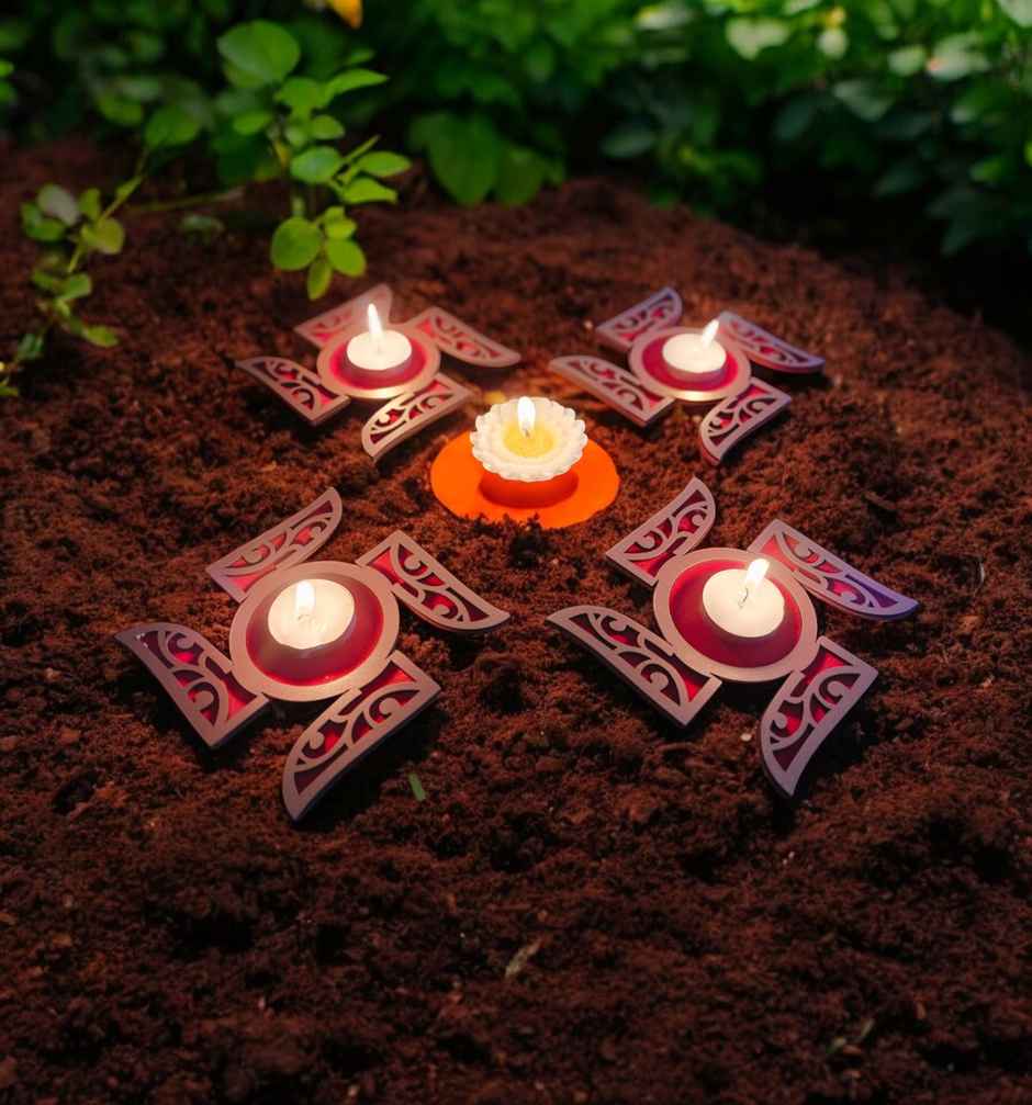 MDF Rangoli | Red | 15 inch | House Of Festivals