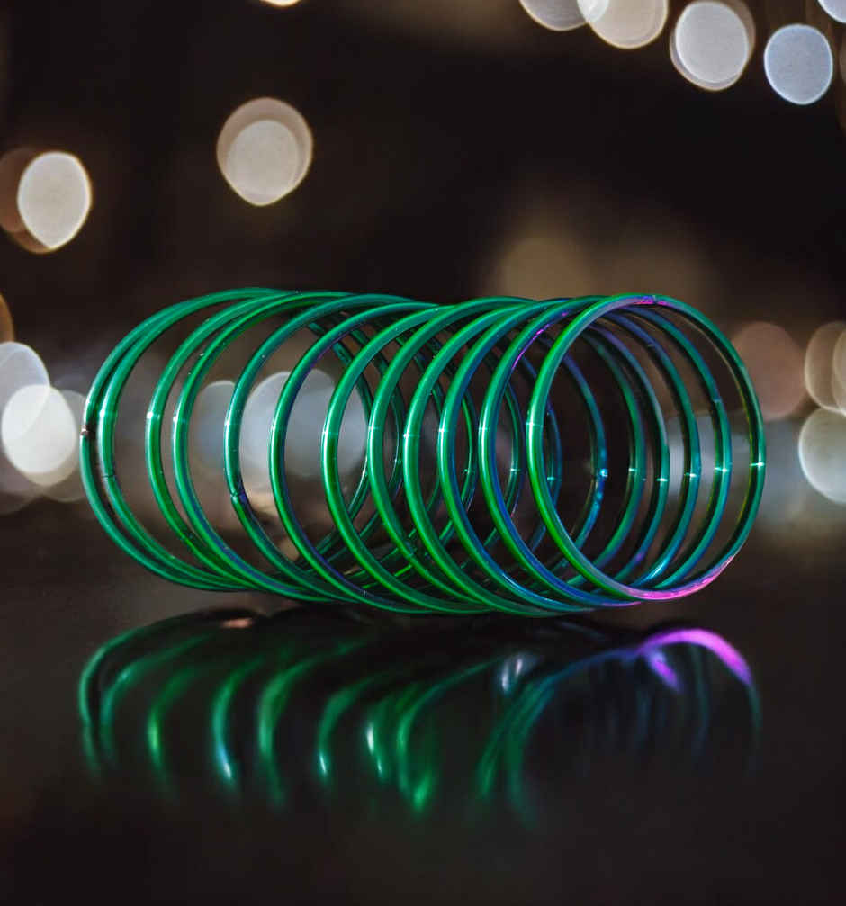 House Of Festivals Green Glass Bangles | Size 2.6 (Pack of 12)