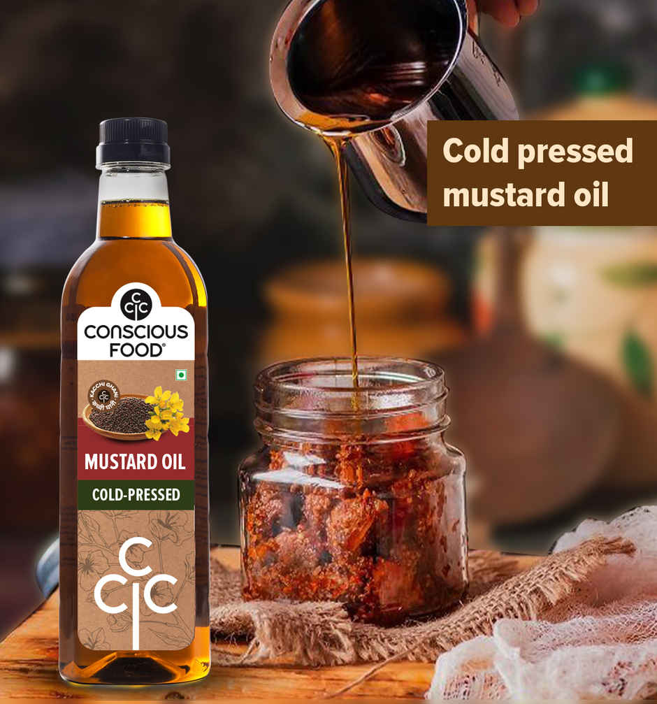 Conscious Food Cold Pressed Mustard (Sarson) Oil | Kachi Ghani | Healthy Cooking Oil