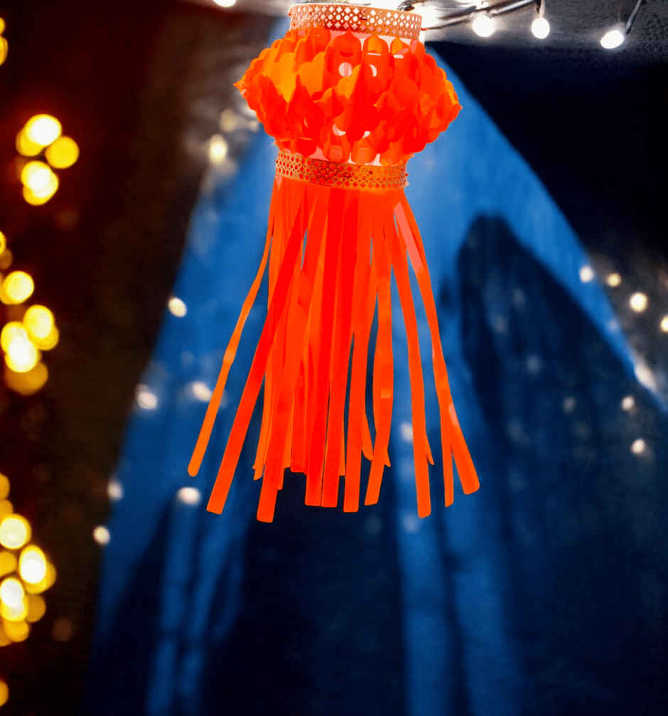 House Of Festivals Orange Kandil Lantern With Frills | 1.5 ft Length