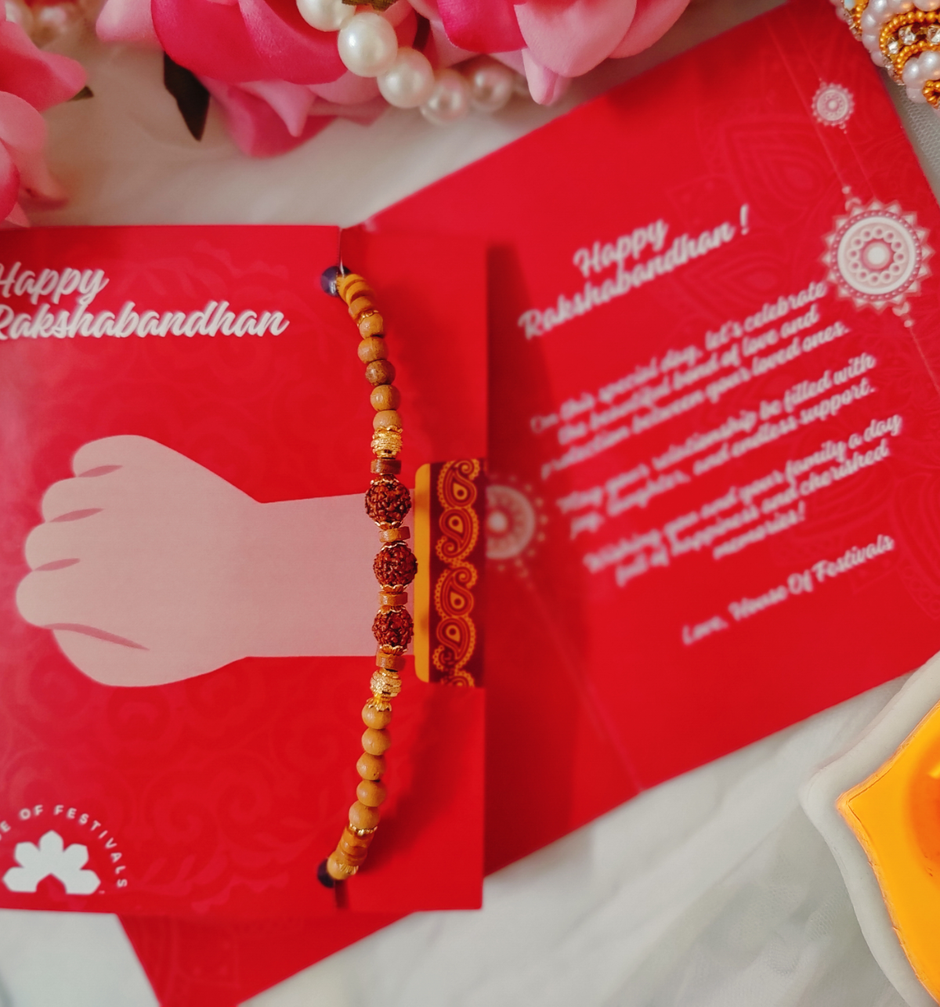 House Of Festivals Rudraksh Bracelet Rakhi - Wooden Moti
