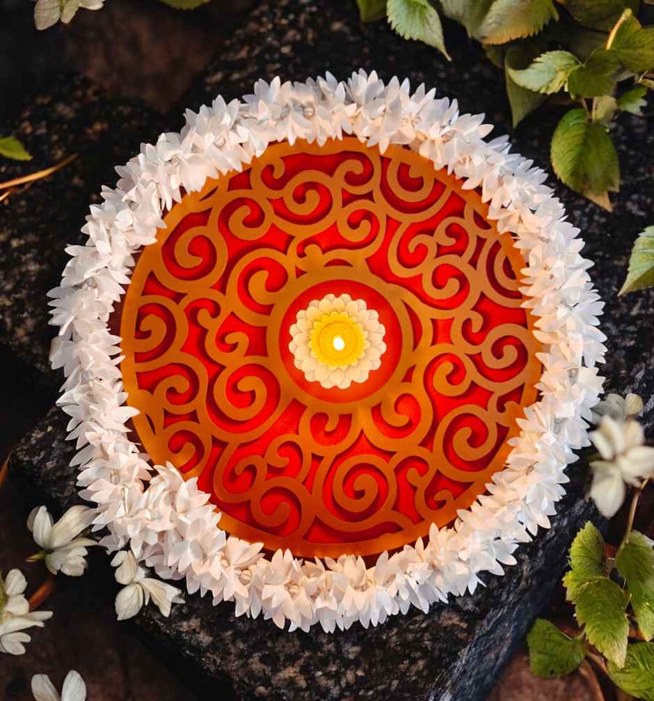 MDF Elephant Rangoli | Red | 15 inch | House Of Festivals