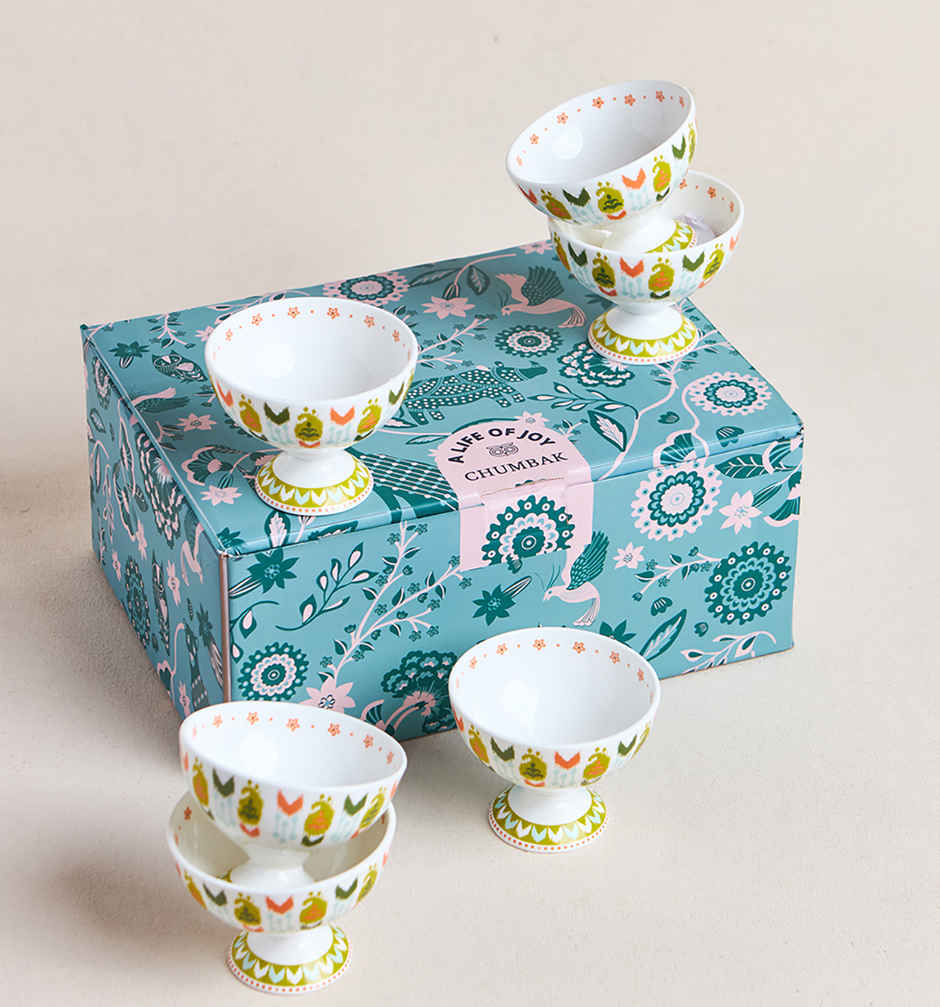 Chumbak Ice Cream Ceramic Bowl Gift Set | Multicolour - 160 ml