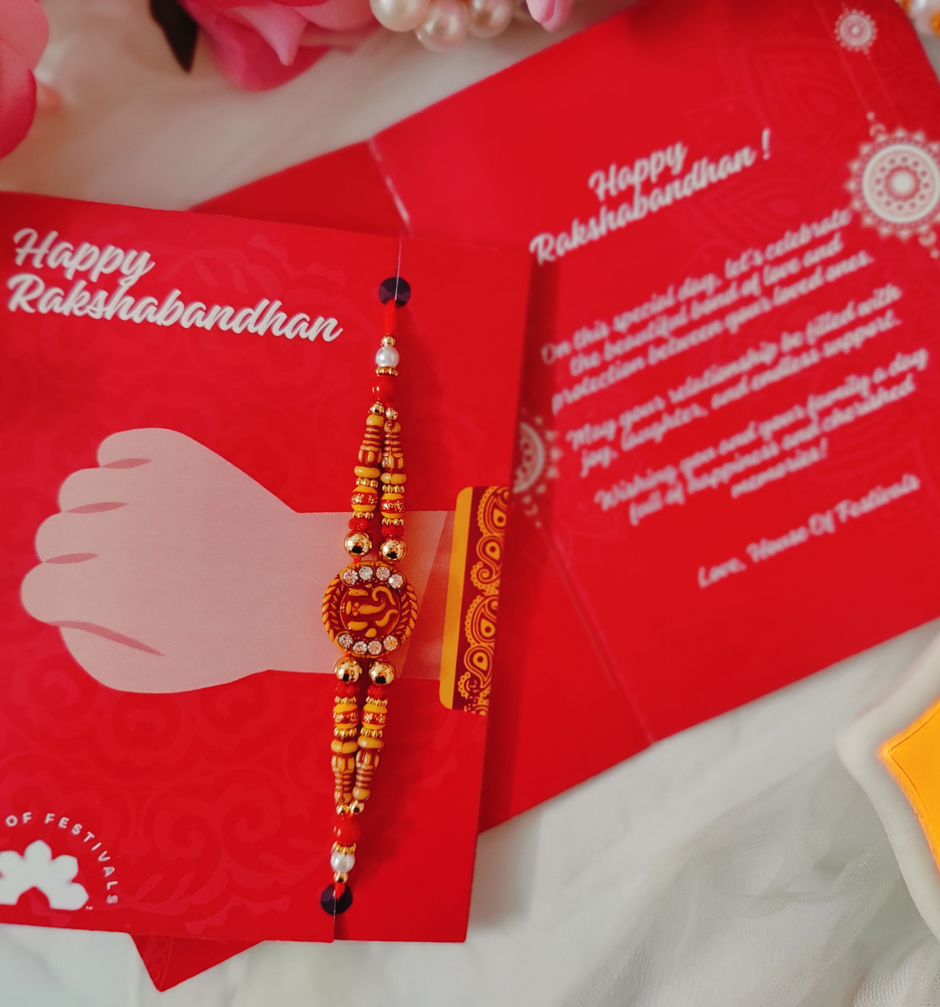 House Of Festivals Ganpati Pendant Rakhi - Double Moti Dori