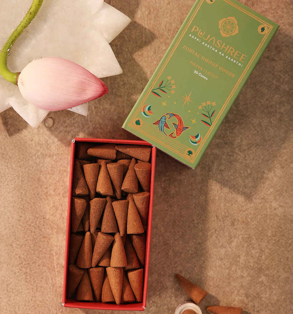 Pujashree Zodiac Dhoop Cones | Pisces - Lotus