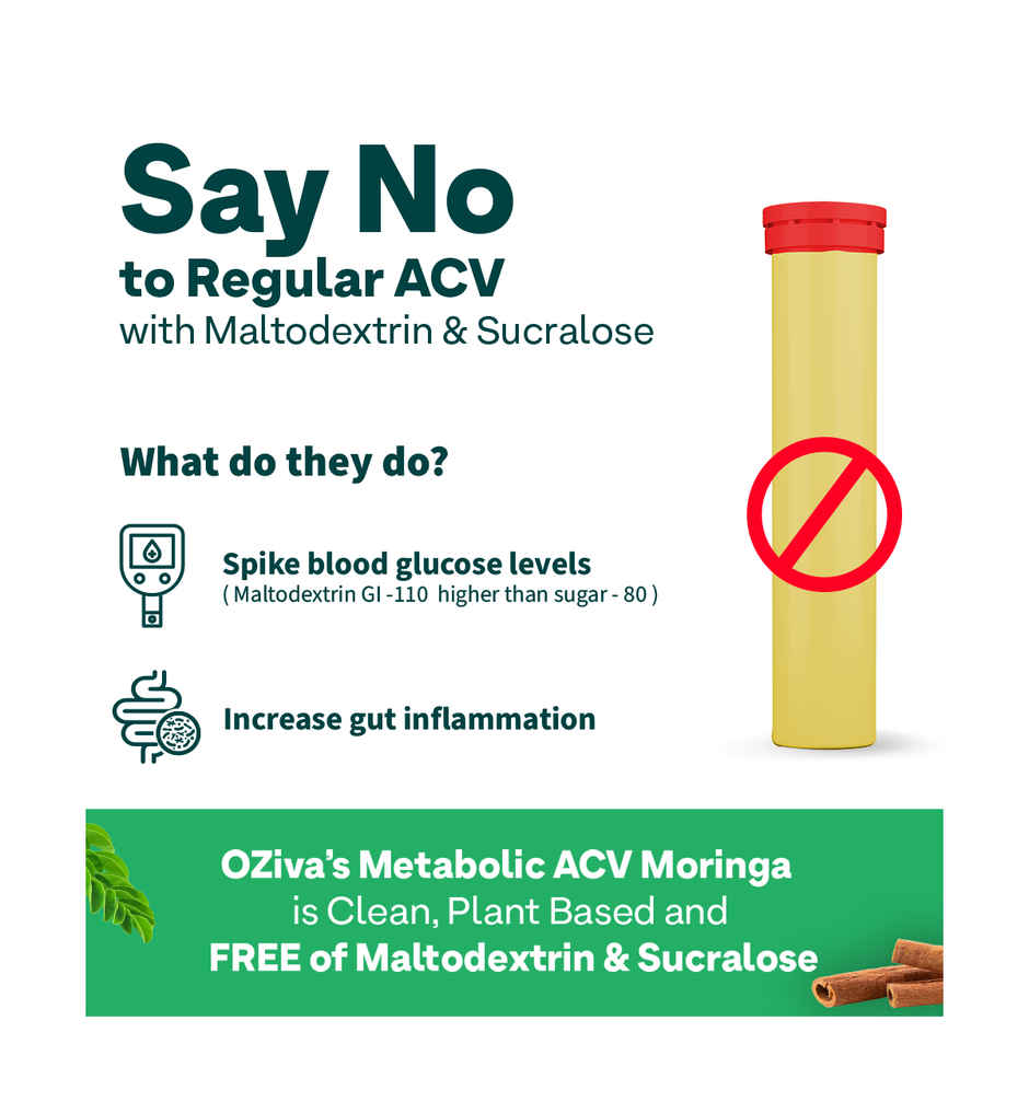OZiva Apple Cider Vinegar Moringa Effervescent Tablets | Green Apple Combo