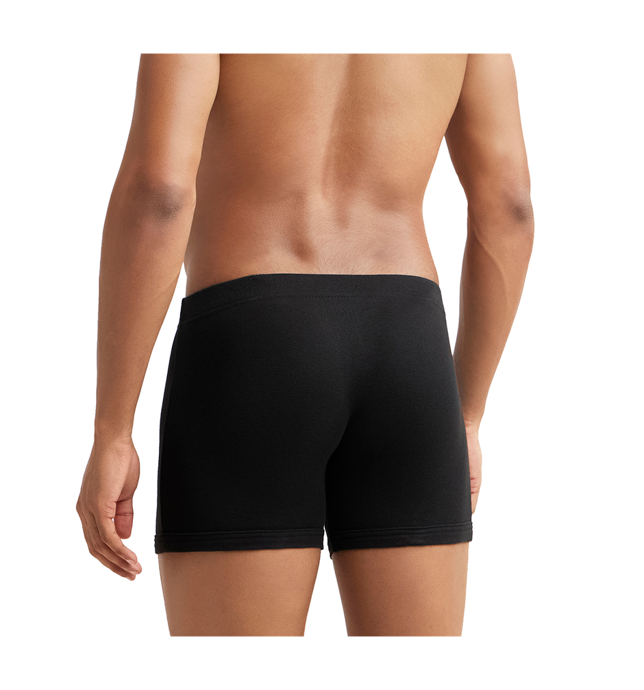 Jockey 8008 Men's Super Combed Cotton Rib Underwear Solid Boxer Brief|Concealed Waistband | Black-L