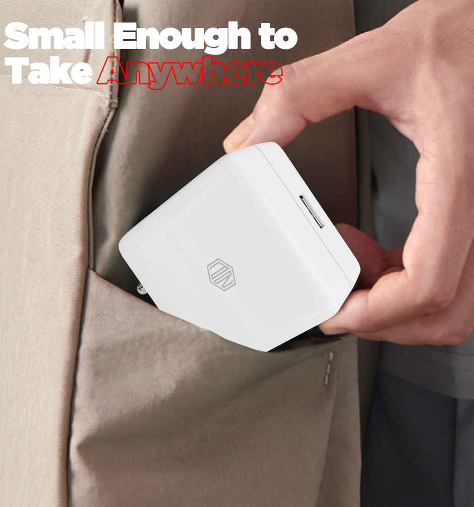 Nu Republic All In One 25W 5A Fast Charging Adapter with Cable (USB To Type-C) - White & Red