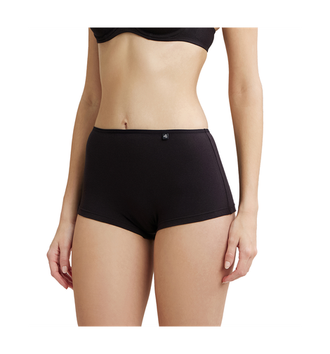 Jockey SS04 Women's Super Combed Cotton Elastane Stretch Underwear BoyShorts|Concealed Waistband | Black-M