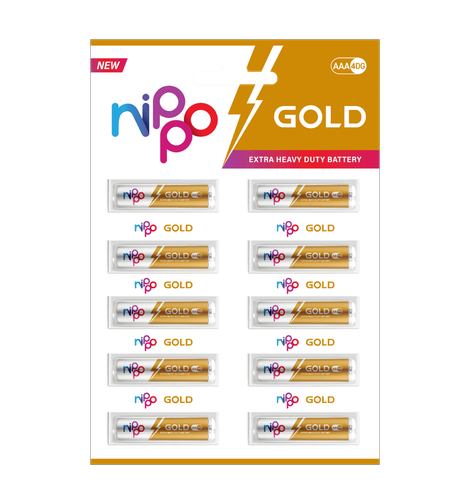 Nippo Gold Carbon Zinc AAA Batteries | Pack of 10