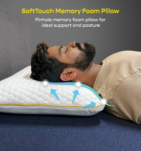 Sleepycat Bamboo Fabric Orthopaedic Memory Foam Pillow White (Standard Size, 25 x 16 Inches)