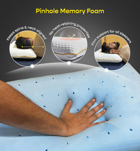 Sleepycat Bamboo Fabric Orthopaedic Memory Foam Pillow White (Standard Size, 25 x 16 Inches)