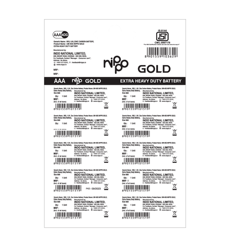 Nippo Gold Carbon Zinc AAA Batteries | Pack of 10