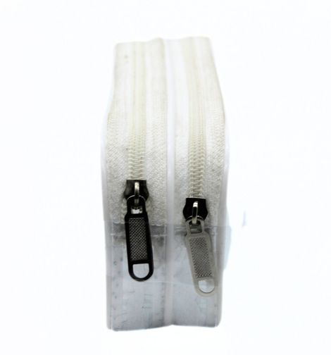 Double Zipper Transparent Stationery/Travel Pouch, Assorted Color, Large Size