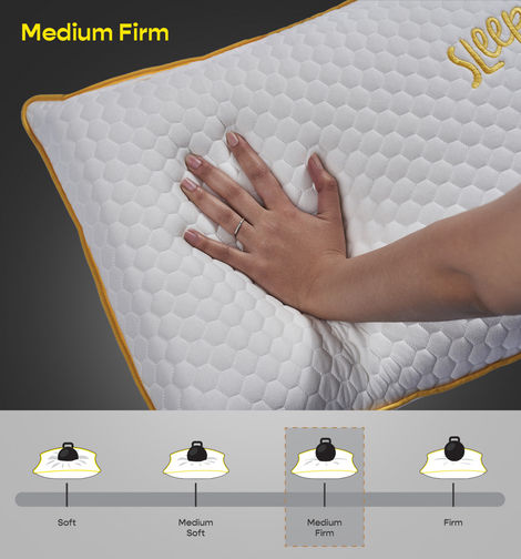 Sleepycat Bamboo Fabric Orthopaedic Memory Foam Pillow White (Standard Size, 25 x 16 Inches)