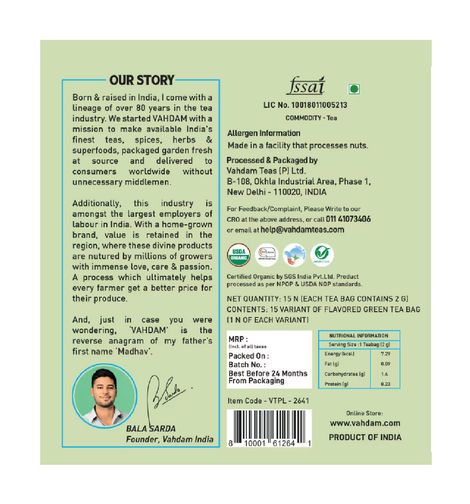 Vahdam Assorted Organic Green Tea