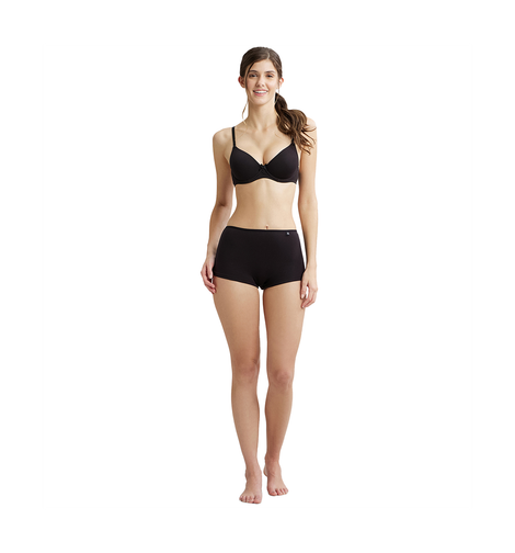Jockey SS04 Women's Super Combed Cotton Elastane Stretch Underwear BoyShorts|Concealed Waistband | Black-M