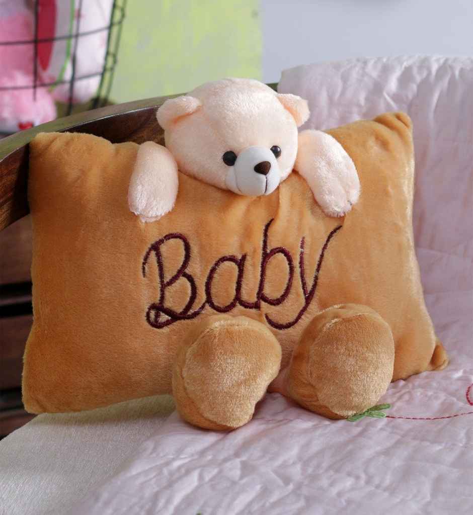 Babique Cute Teddy Bear Baby Pillow Stuffed Soft Plush Soft Toy Kids Birthday | Brown